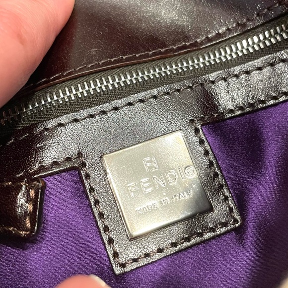 FENDI NWT RARE Fur Vintage Leather Multicolor Silver Yellow Small Baguette Purse - Picture 12 of 15